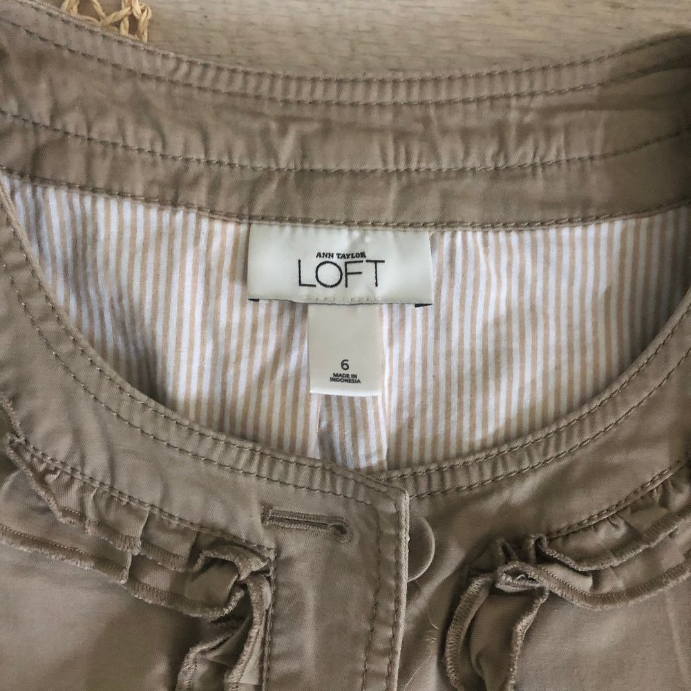 LOFT Tan Ruffle Trim Jacket - Picture 3 of 10
